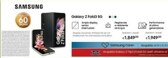 Euronics Samsung Galaxy Z Fold3 5G 256GB Phantom Black RAM 12GB Display 6,2"/7,6" Dynamic AMOLED 2X offerta