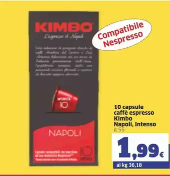 Ok Sigma Kimbo 10 Capsule Caffe Espresso Napoli, Intenso offerta