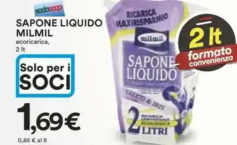 Coop Milmil Sapone Liquido Ecoricarica Talco E Iris 2000ml offerta
