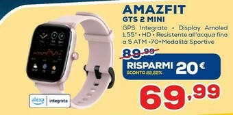 Euronics Amazfit GTS 2 Mini 3,94 Cm (1.55") 40 Mm AMOLED Rosa offerta