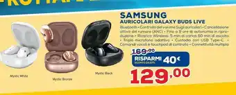 Euronics Samsung Galaxy Buds Live Cuffia Auricolare Bluetooth Bianco offerta