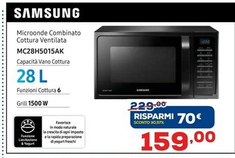 Euronics Samsung MC28H5015AK Forno A Microonde Superficie Piana Microonde Combinato 28 L 900 W Nero offerta