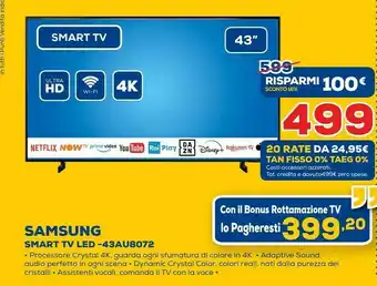 Euronics Samsung Smart Tv 43AU8072 offerta