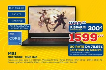 Euronics MSI Notebook 11UE-042 offerta