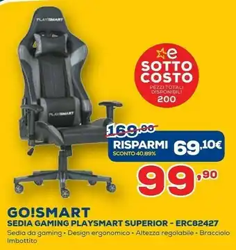Euronics Go!Smart Sedia Gaming Playsmart Superior ERC82427 offerta