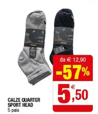 Iperal Calze Quarter Sport Head offerta