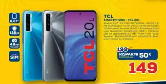 Euronics TCL 20L 16,9 Cm (6.67") Dual SIM Ibrida Android 11 4G USB Tipo-C 4 GB 128 GB 5000 MAh Blu offerta