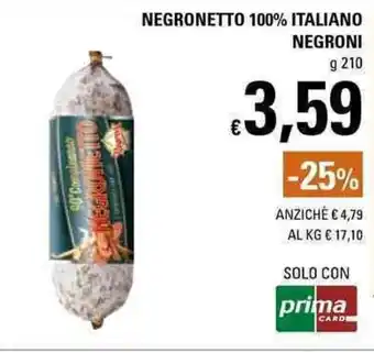 Basko Negroni Negronetto 100% Italiano 210g offerta