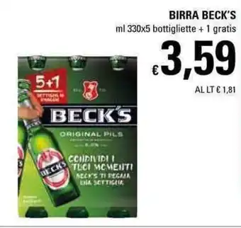 Basko Beck's Birra 330ml x 5 + 1 gratis offerta