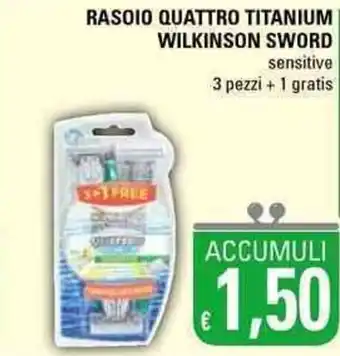 Basko Wilkinson Sword Rasoio Quattro Titanium 3 pezzi + 1 gratis offerta