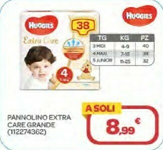 Bimbo Store Huggies Pannolino Extra Care Grande offerta