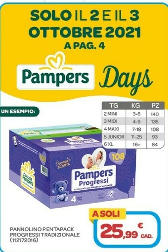 Bimbo Store Pampers Pannolino Pentapack Progressi Tradizionale offerta
