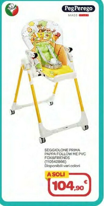 Bimbo Store Peg Perego Seggiolone Prima Pappa Follow Me PVC Fox&Friends offerta