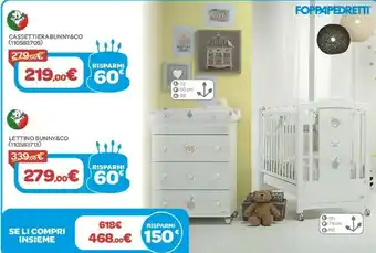 Bimbo Store Foppapedretti Cassettiera Bunny&co, Lettino Bunny&co offerta