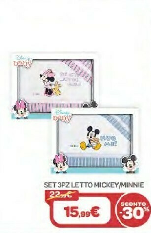 Bimbo Store Disney Set 3pz Letto Mickey/ Minnie offerta