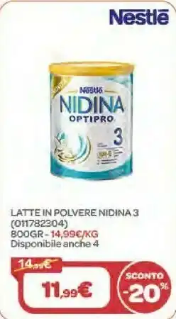Bimbo Store Nestlè Latte In Polvere Nidina 3 800gr offerta