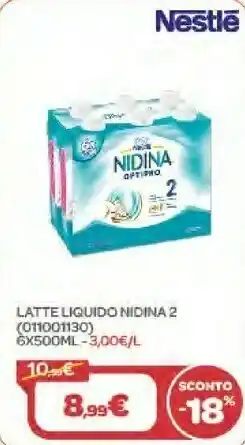 Bimbo Store Nestlè Latte Liquido Nidina 2 6x500ml offerta