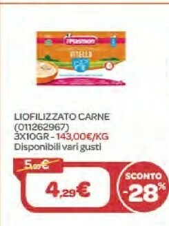 Bimbo Store Plasmon Liofilizzato Carne 3x10gr offerta