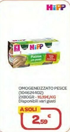 Bimbo Store Hipp Omogeneizzato Pesce 2x80gr offerta