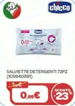 Bimbo Store Chicco Salviette Detergenti 72pz offerta