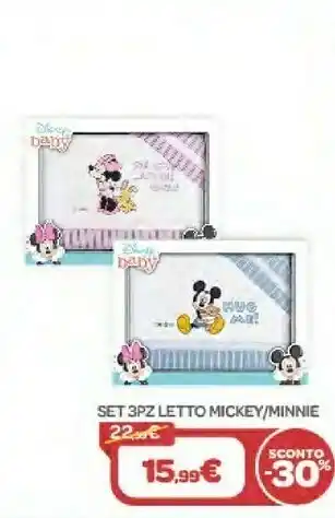 Bimbo Store Disney Set 3pz Letto Mickey/ Minnie offerta