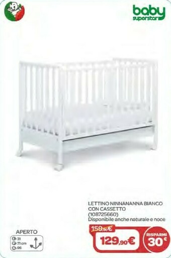 Bimbo Store Baby Lettino Ninnananna Bianco Con Cassetto offerta