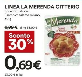 Coop Citterio La Merenda Salame Di Milano 30 G(ml) offerta