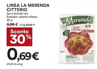 Coop Citterio La Merenda Salame Di Milano 30 G(ml) offerta