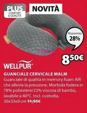 JYSK Wellpur Guanciale Cervicale Malm offerta