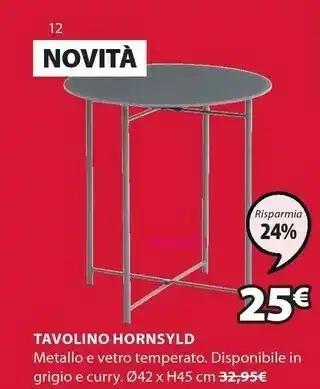 JYSK Tavolino Hornsyld Metallo E Vetro Temperato offerta