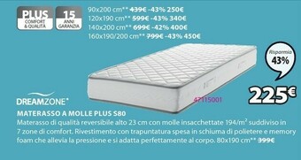 JYSK Dreamzone Materasso A Molle Plus S80 offerta