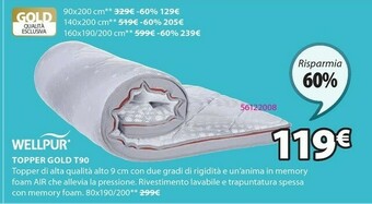 JYSK Wellpur Topper Gold T90 offerta