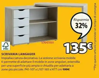 JYSK Scrivania Langager offerta