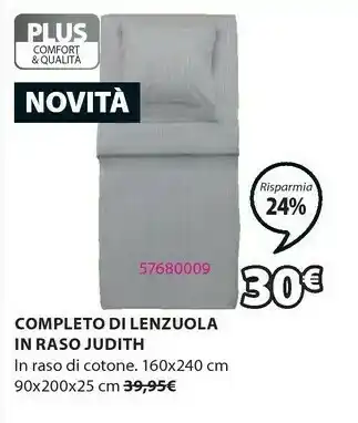 JYSK Completo Di Lenzuola In Raso Judith offerta