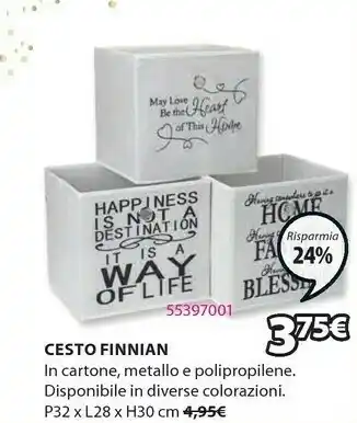 JYSK Cesto Finnian In Cartone offerta