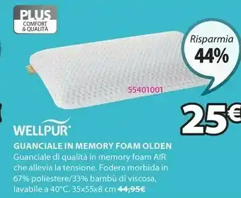 JYSK Wellpur Guanciale In Memory Foam Olden offerta