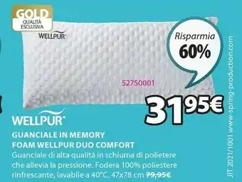 JYSK Wellepur Guanciale In Memory Foam Wellpur Duo Comfort offerta