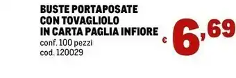 Metro Infiore Buste Portaposate Con Tovagliolo In Carta Paglia 100 Pz offerta