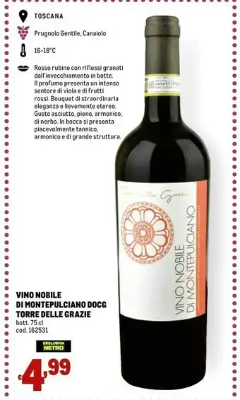 Metro Torre Delle Grazie Vino Nobile Di Montepulicano Docg offerta