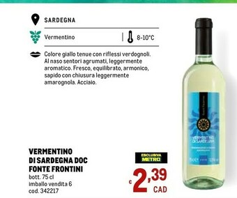 Fonte frontini Vermentino Di Sardegna Doc