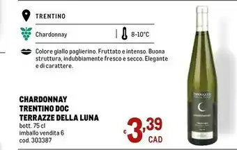 Metro Terrazze Della Luna Chardonnay Trentino Doc offerta