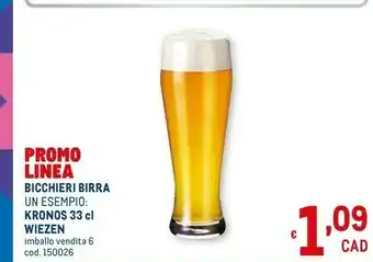 Metro Bicchieir Birra Kronos Wiezen 330 Ml offerta