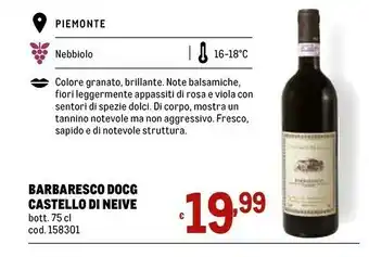 Metro Castello Di Neive Barbaresco DOCG offerta