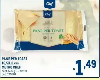 Metro Metro chef Pane Per Toast offerta