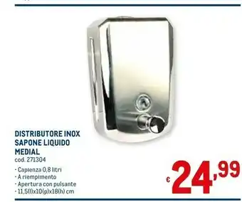 Distributore Inox Sapone Liquido Medial