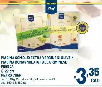 Metro Metro chef Piadina Con Olio Extra Vergine Di Oliva offerta