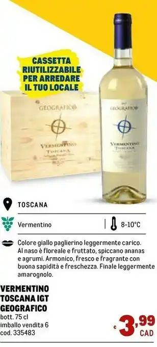 Metro Geografico Vermentino Toscana Igt offerta