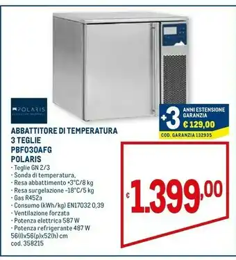 Polaris Abbattitore Di Temperatura 3 Teglie PBF030AFG