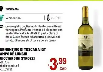 Metro Ermentino Di Toscana Igt Ampo De Lunghi Uicciardini Strozzi offerta