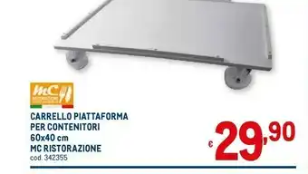 Metro Mc Ristorazione Carrello Piattaforma Per Contenitori offerta